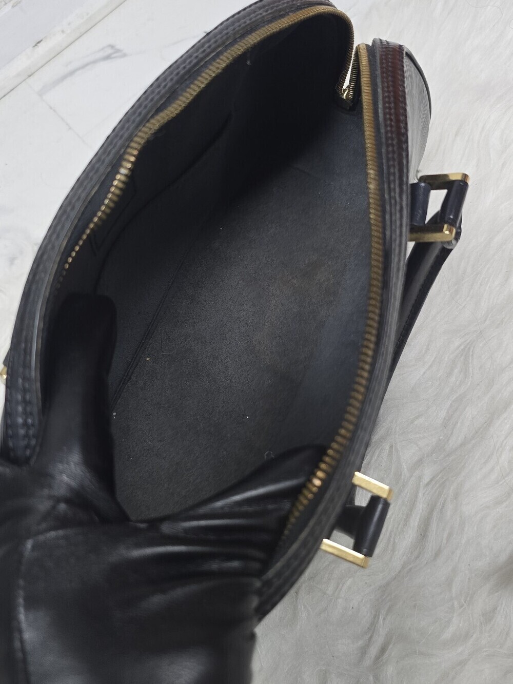 Louis Vuitton Black Epi Leather Dome Satchel with Gold Hardware - Picture 10 of 15
